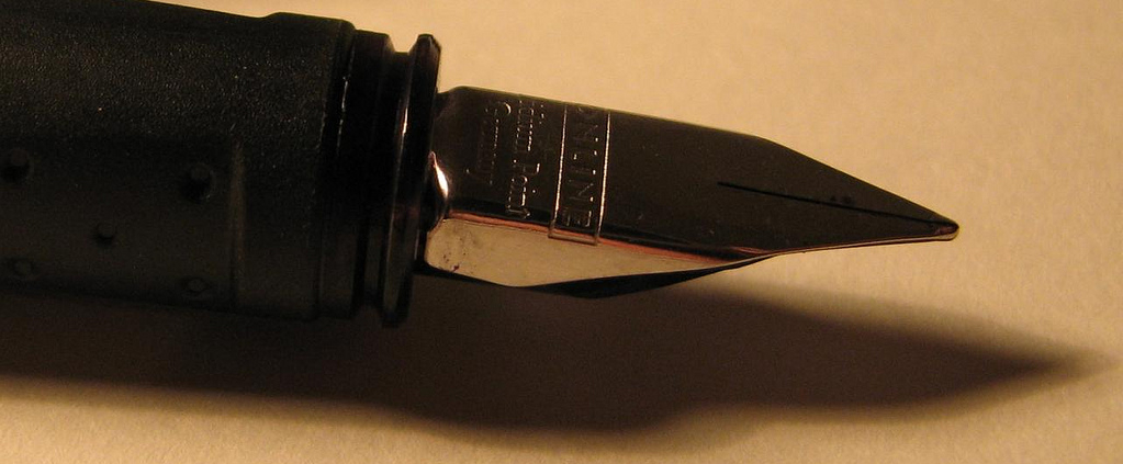 The nib of a fountain pen