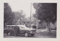 Mum and Falcon car in front of Uncle Ken's house at Warracknabeal