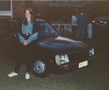 Kym at Stuart's 21st birthday with Karen's custom-painted car